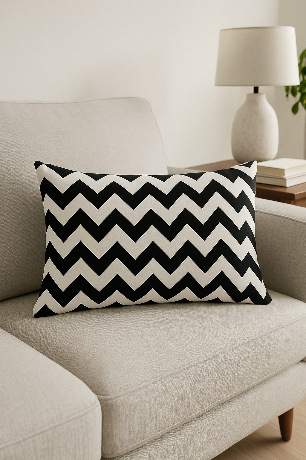 housse de coussin géométrique noir et blanc pour canapé - vue 3 sur 2