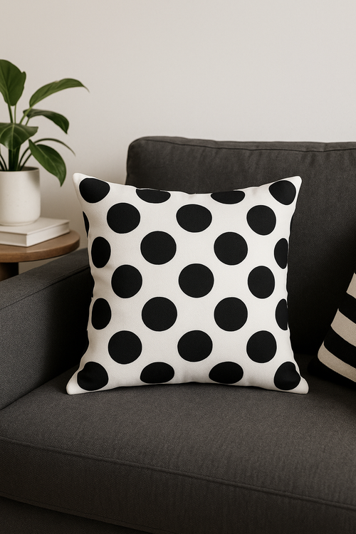 housse de coussin géométrique noire et blanche design moderne