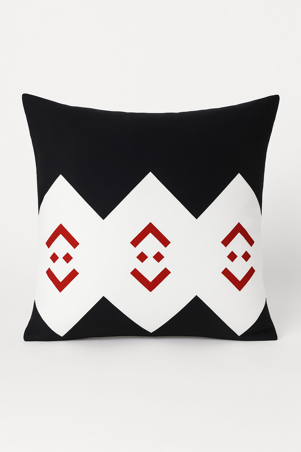 housse de coussin géométrique noire et rouge pour canapé