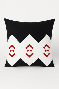 housse de coussin géométrique noire et rouge pour canapé