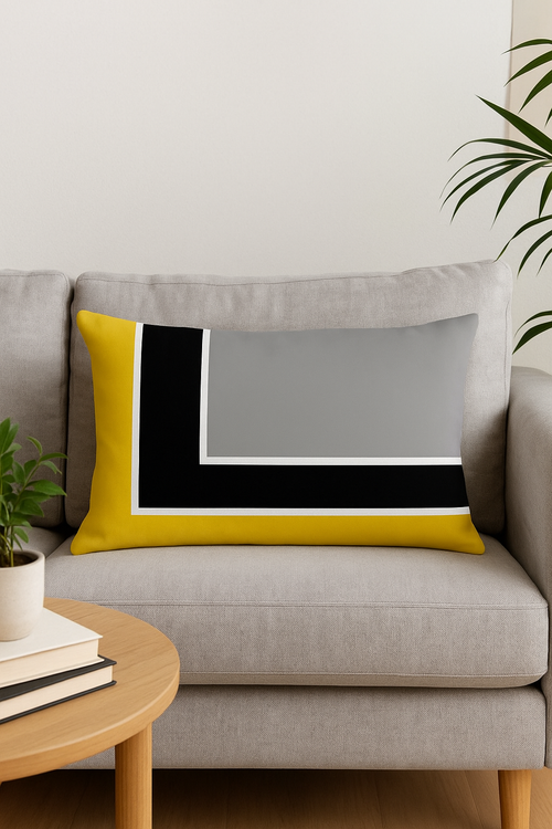housse de coussin géométrique nordique jaune et rouge 30 x 50 cm