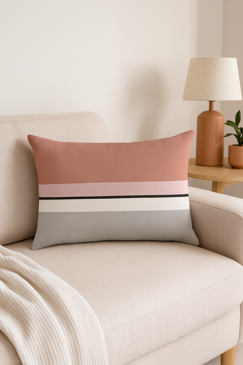 housse de coussin géométrique nordique jaune et rouge 30 x 50 cm - vue 2 sur 2