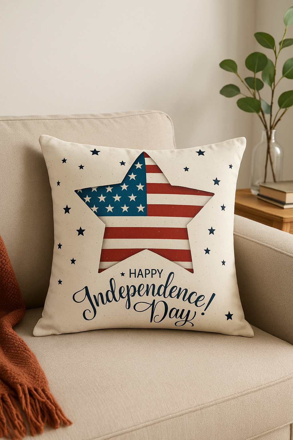 housse de coussin imprimée love usa pour le jour de l'indépendance