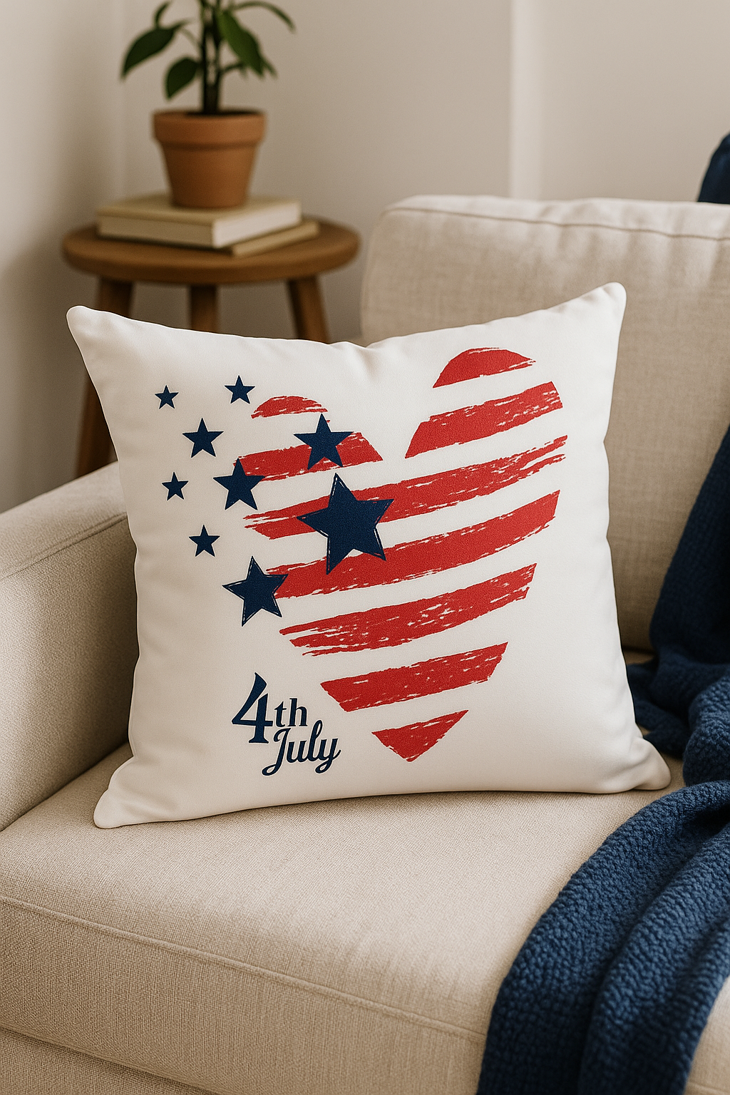 housse de coussin imprimée love usa pour le jour de l'indépendance