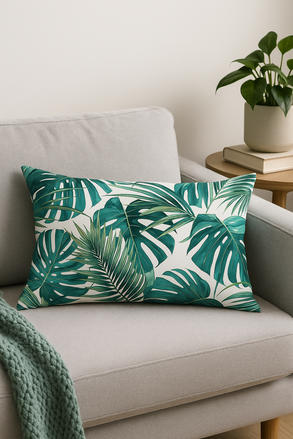 housse de coussin imprimée motif fleurs tropicales 30x50 cm - vue 3 sur 2