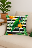 housse de coussin imprimée motif perroquet tropical pour canapé