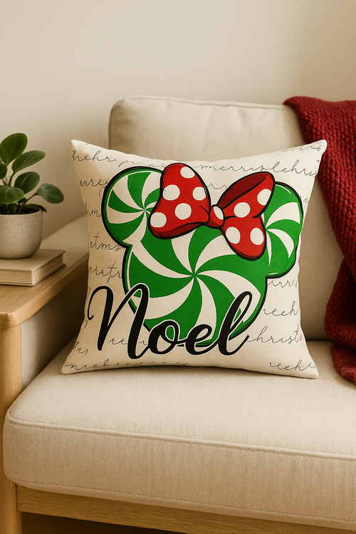 housse de coussin mickey et minnie pour noël