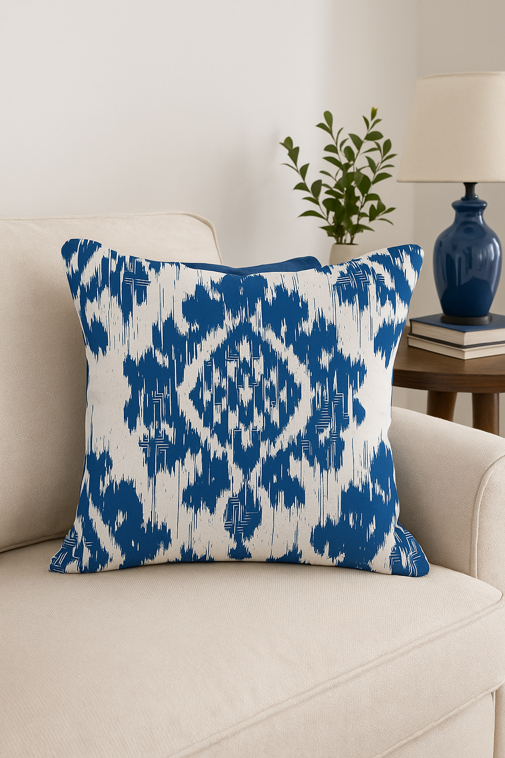 housse de coussin moderne géométrique bleu marine pour salon