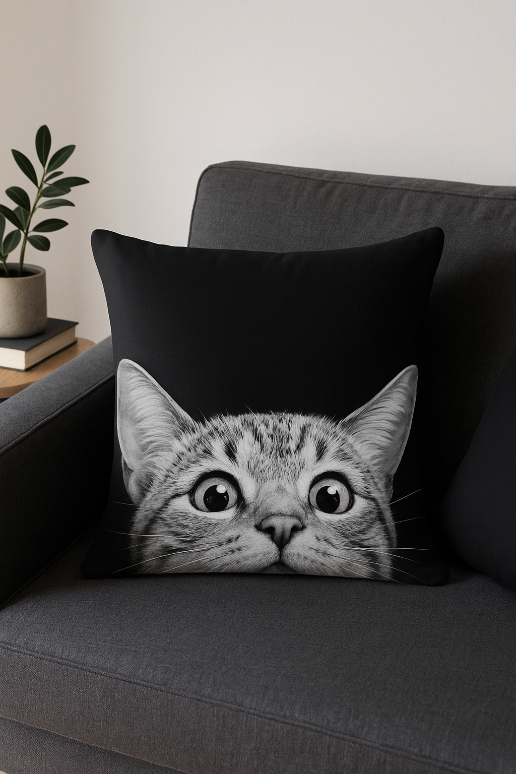 housse de coussin moderne géométrique noir et blanc - vue 3 sur 2
