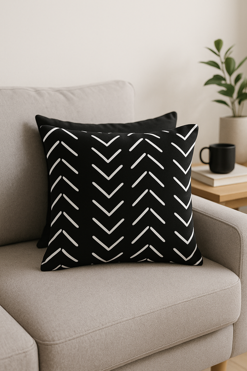 housse de coussin moderne géométrique noir et blanc