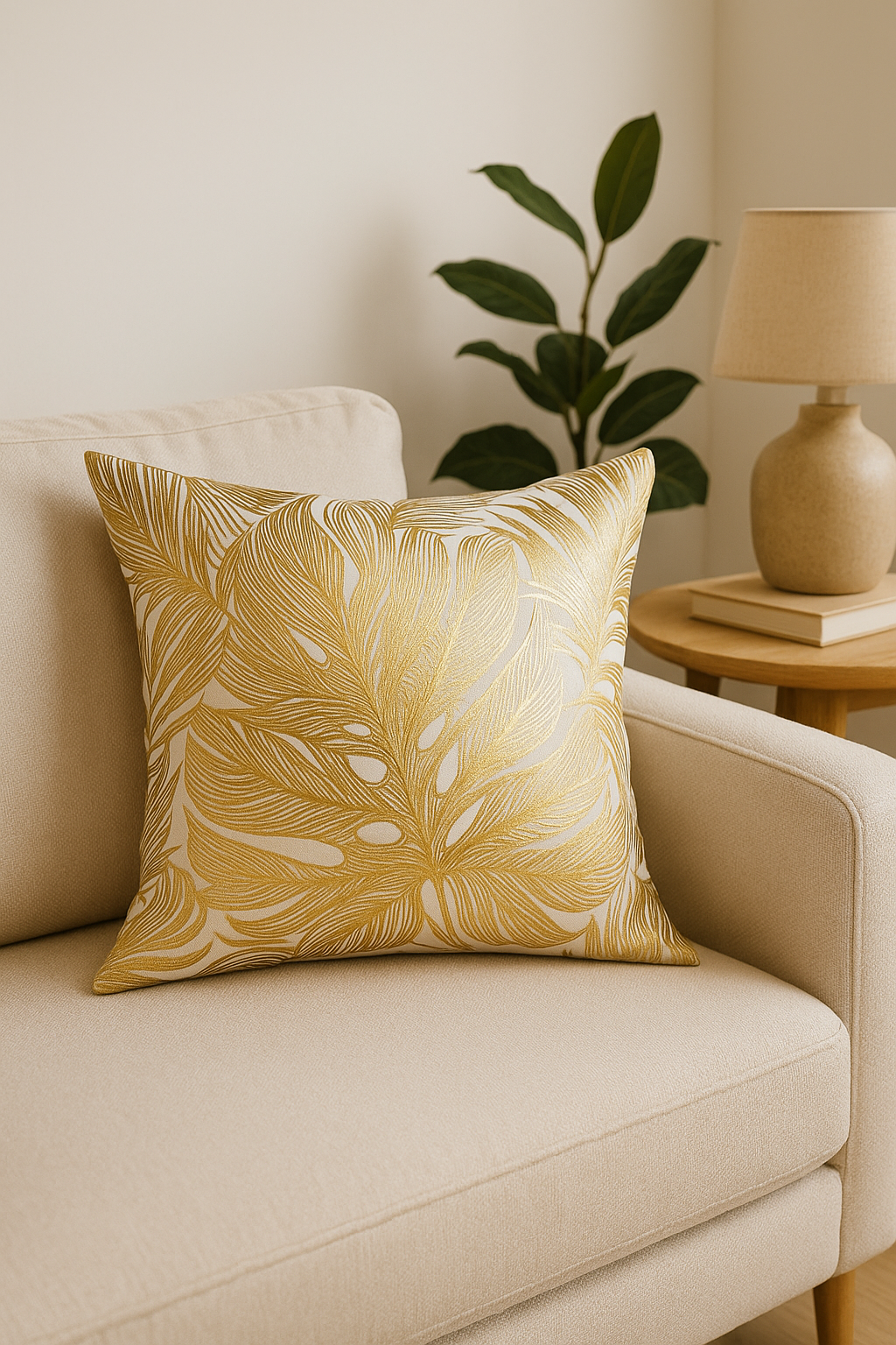 housse de coussin moderne motif géométrique feuille décoratif