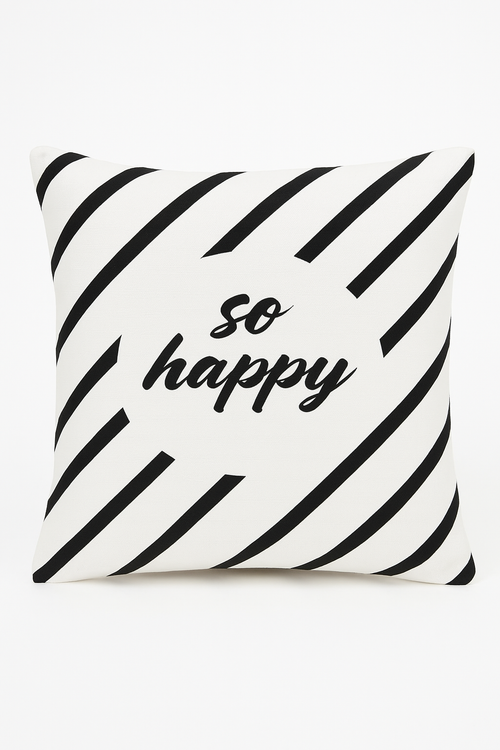 housse de coussin moderne noir et blanc motif géométrique