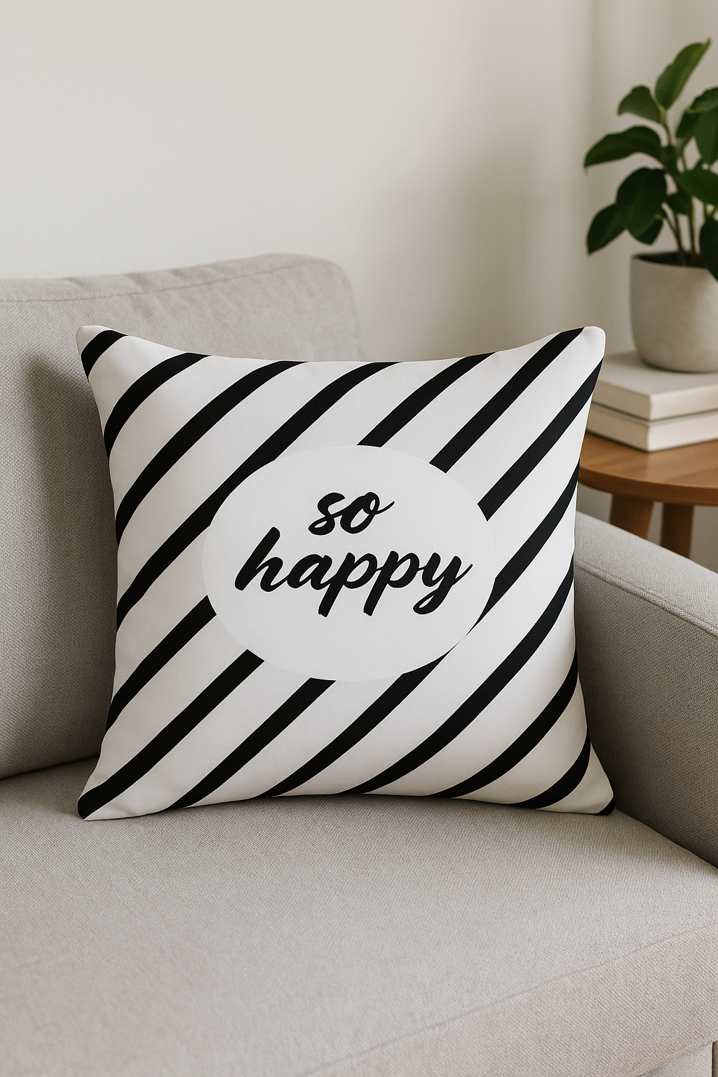 housse de coussin moderne noir et blanc motif géométrique - vue 3 sur 2