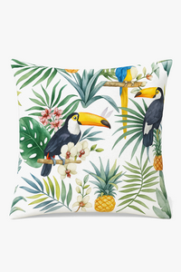 housse de coussin motif cactus et plantes tropicales estivales