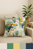 housse de coussin motif cactus et plantes tropicales estivales