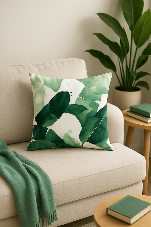 housse de coussin motif cactus monstera et feuilles tropicales