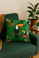 housse de coussin motif cactus monstera et plantes tropicales