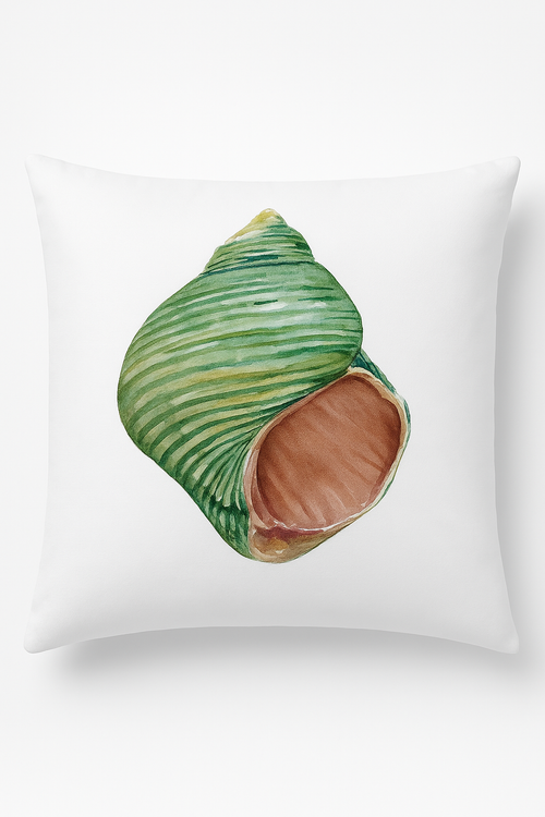housse de coussin motif coquillage style marin décoratif