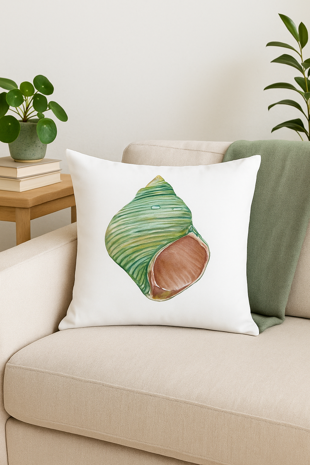 housse de coussin motif coquillage style marin décoratif - vue 3 sur 2