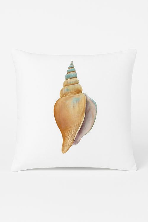 housse de coussin motif coquillage style marin décoratif