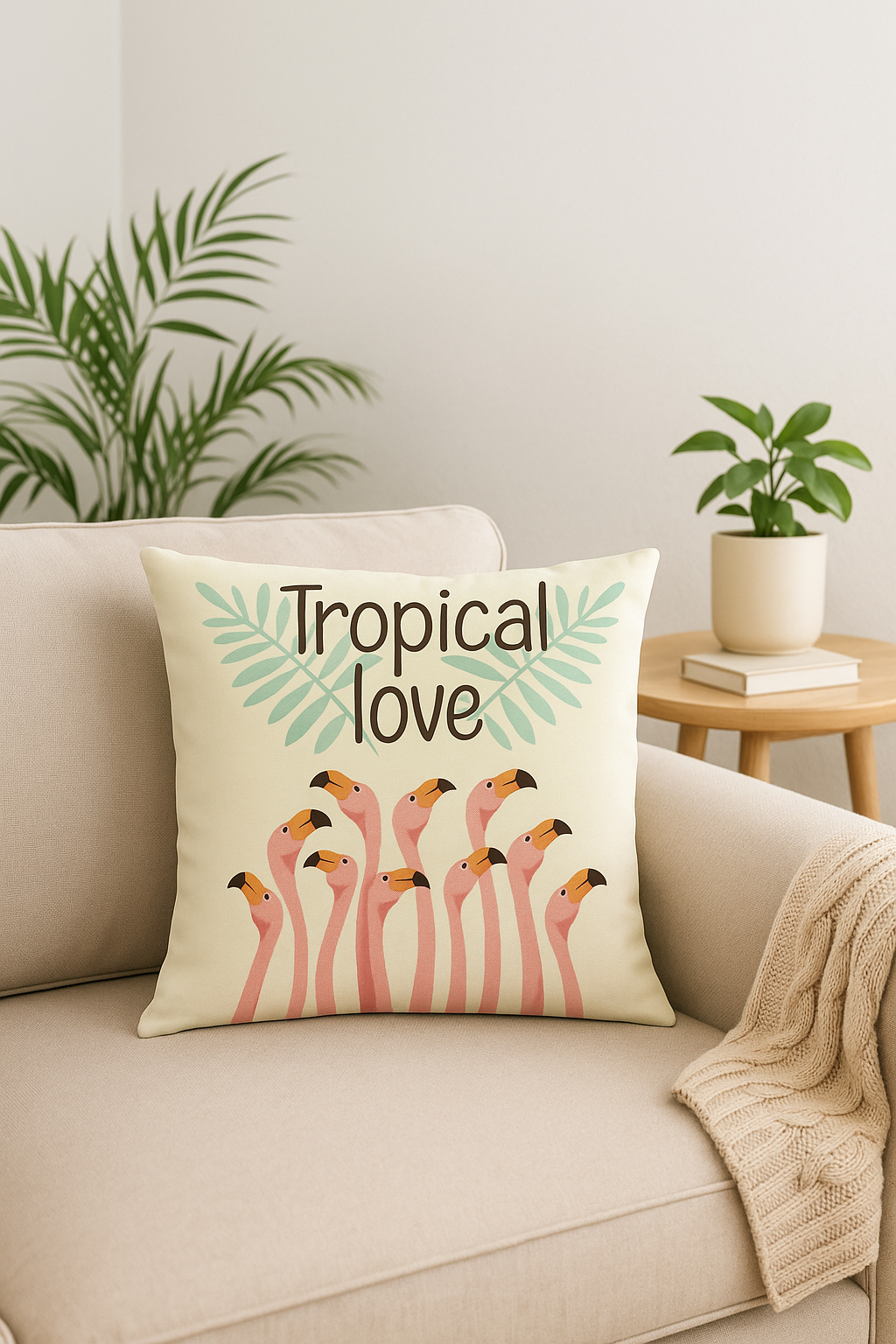 housse de coussin motif flamant rose pour décoration intérieure