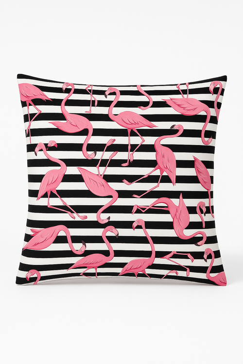 housse de coussin motif flamant rose style tropical décoratif