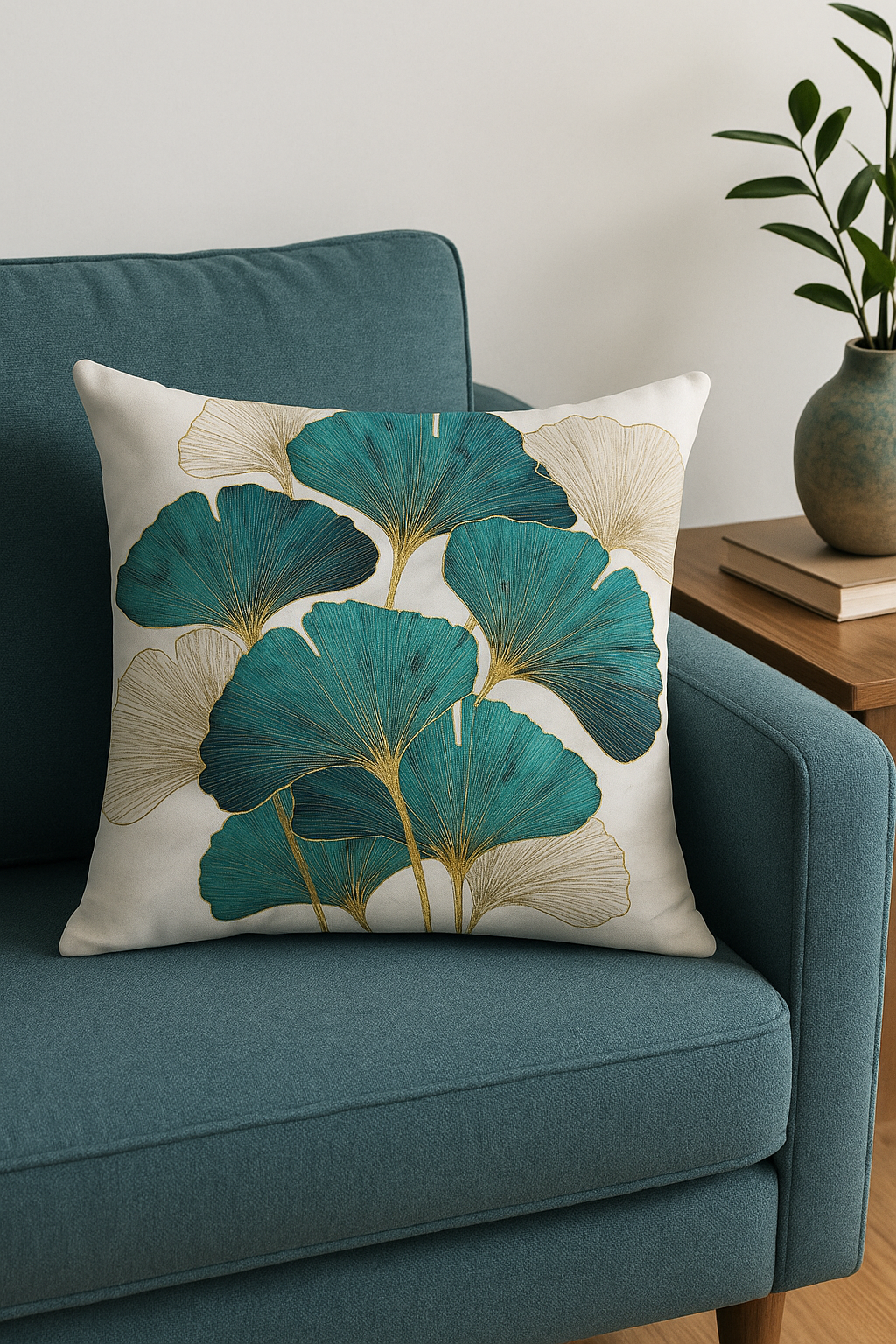housse de coussin motif floral ginkgo pour salon et chambre - vue 3 sur 2