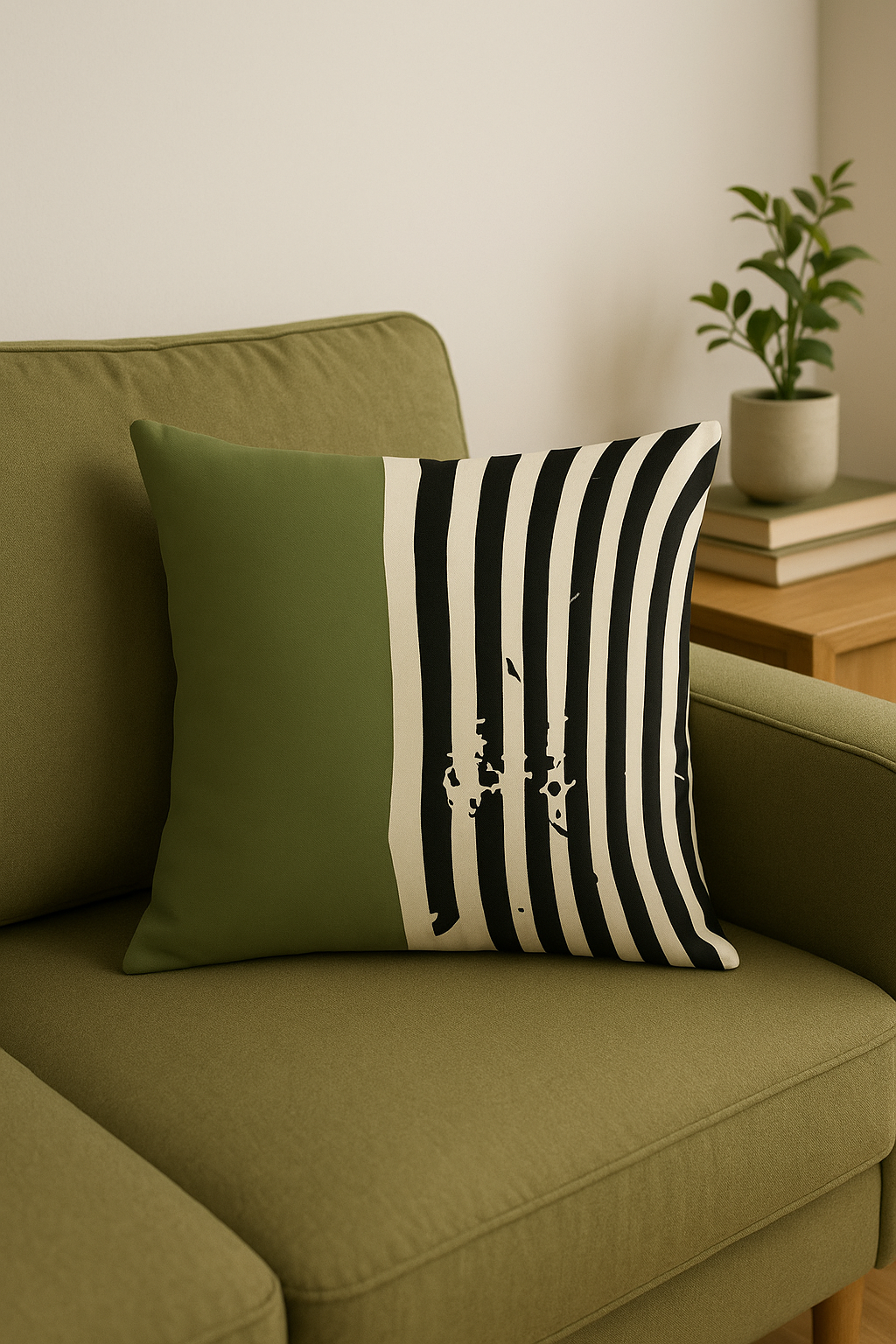 housse de coussin motif floral vert style abstrait décoratif