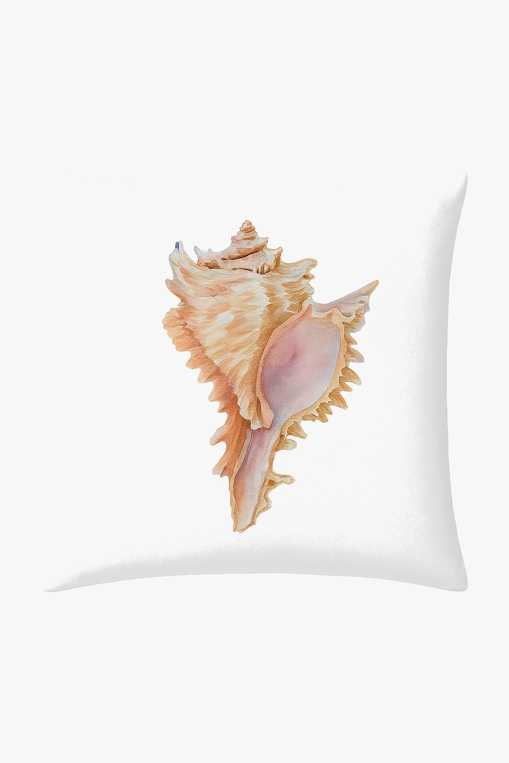 housse de coussin motif marin coquillage et conque