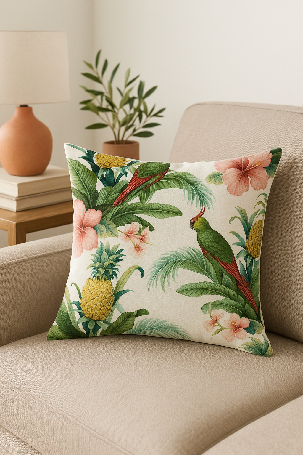 housse de coussin motif perroquet style tropical pour canapé - vue 3 sur 2