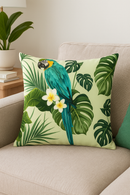 housse de coussin motif perroquet style tropical pour salon