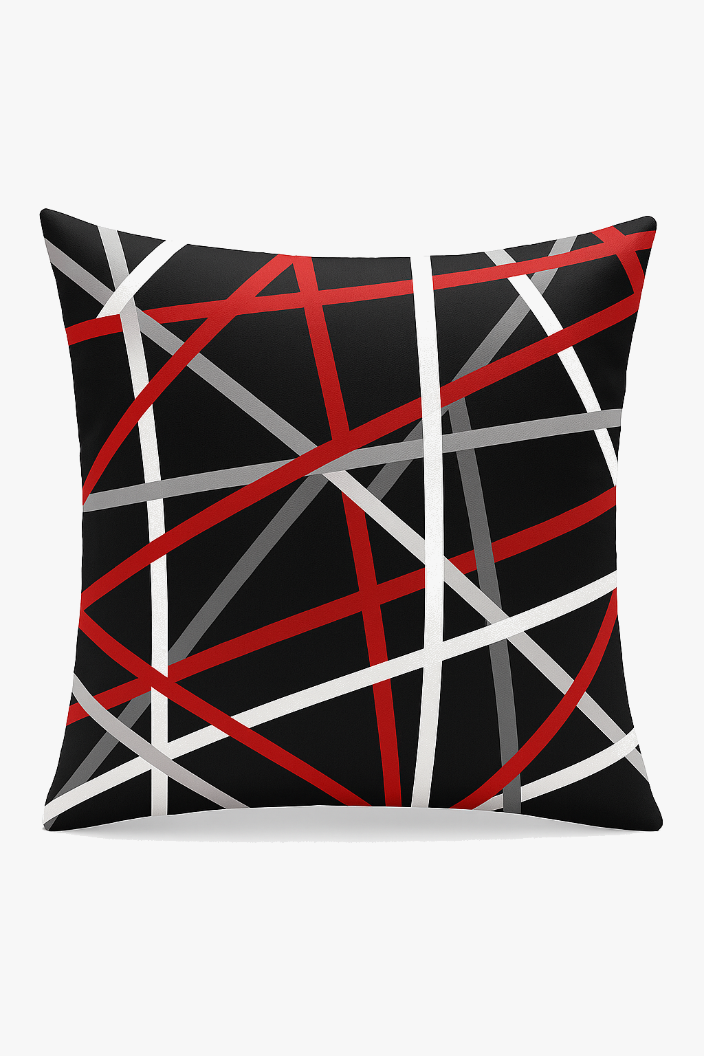 housse de coussin noire et rouge motif géométrique élégant
