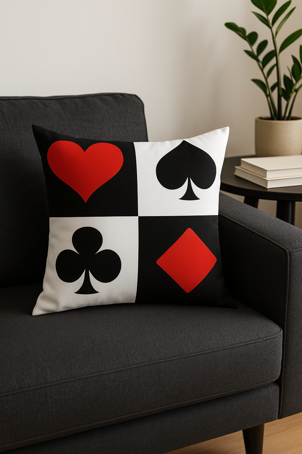 housse de coussin noire et rouge motif géométrique élégant