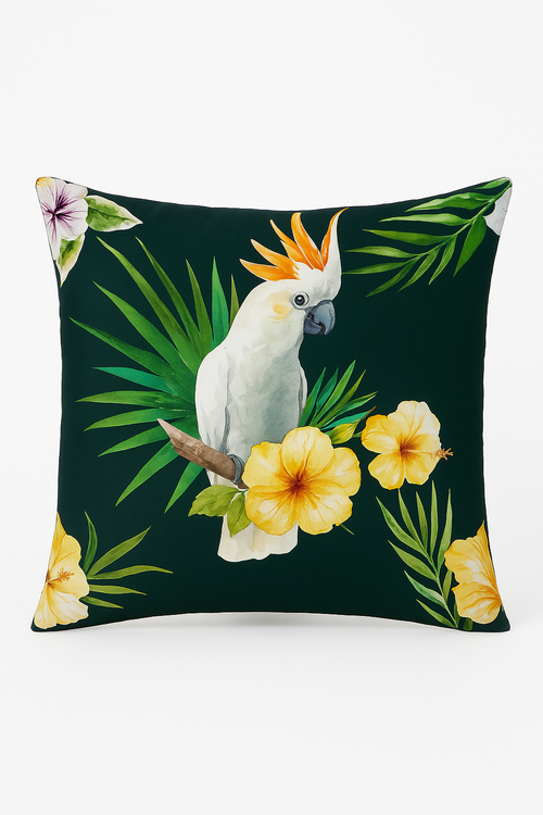housse de coussin perroquet tropical pour canapé ou salon