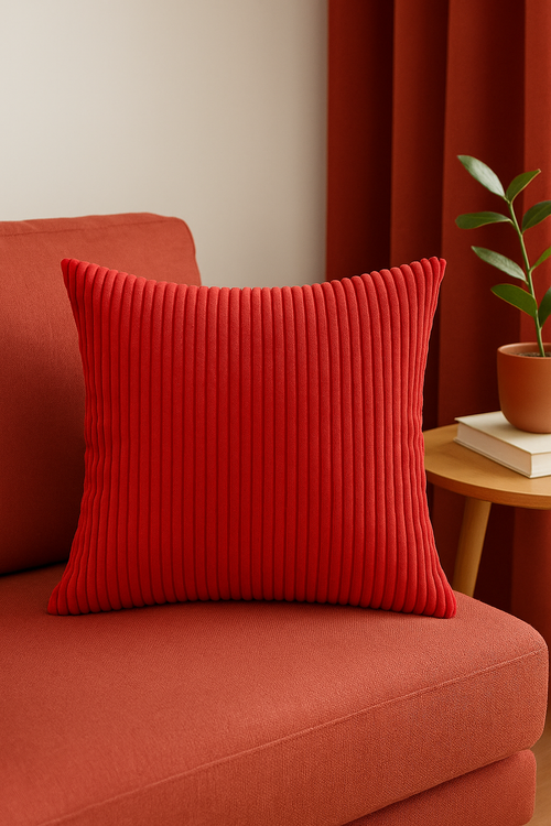 housse de coussin personnalisable en velours côtelé rayé 65x65 ou 70x70 cm