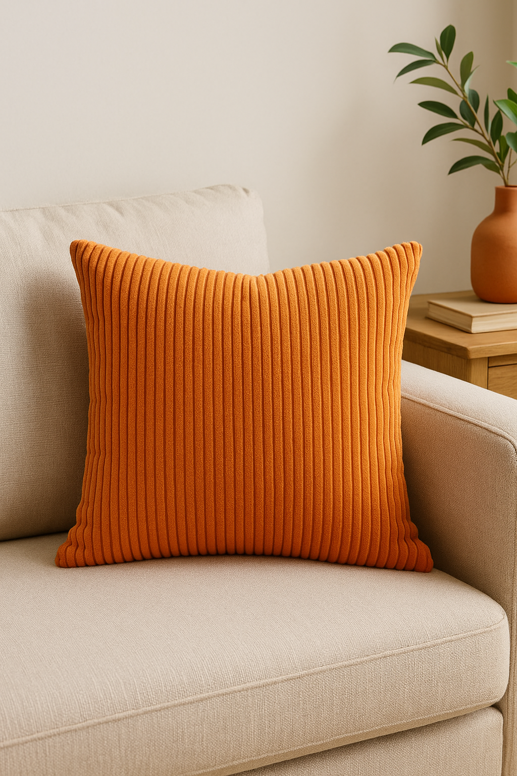 housse de coussin personnalisée en velours côtelé rayé grande taille - vue 3 sur 2