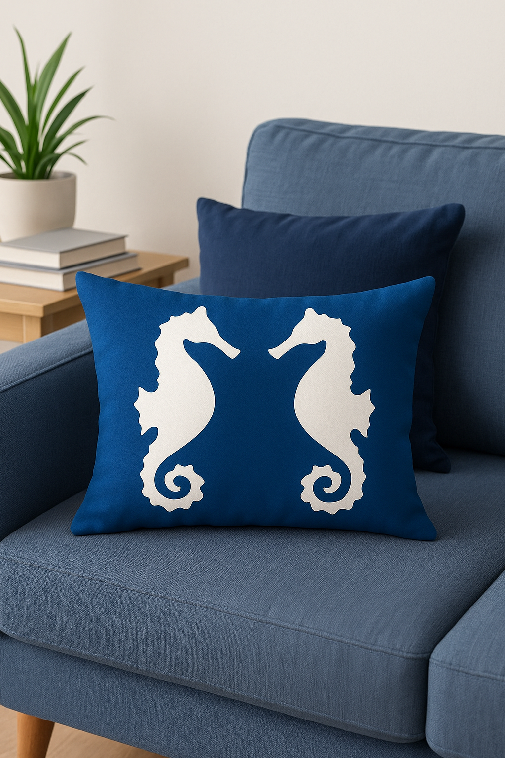 housse de coussin polyester motif animaux marins bleus 30x50 cm - vue 2 sur 2