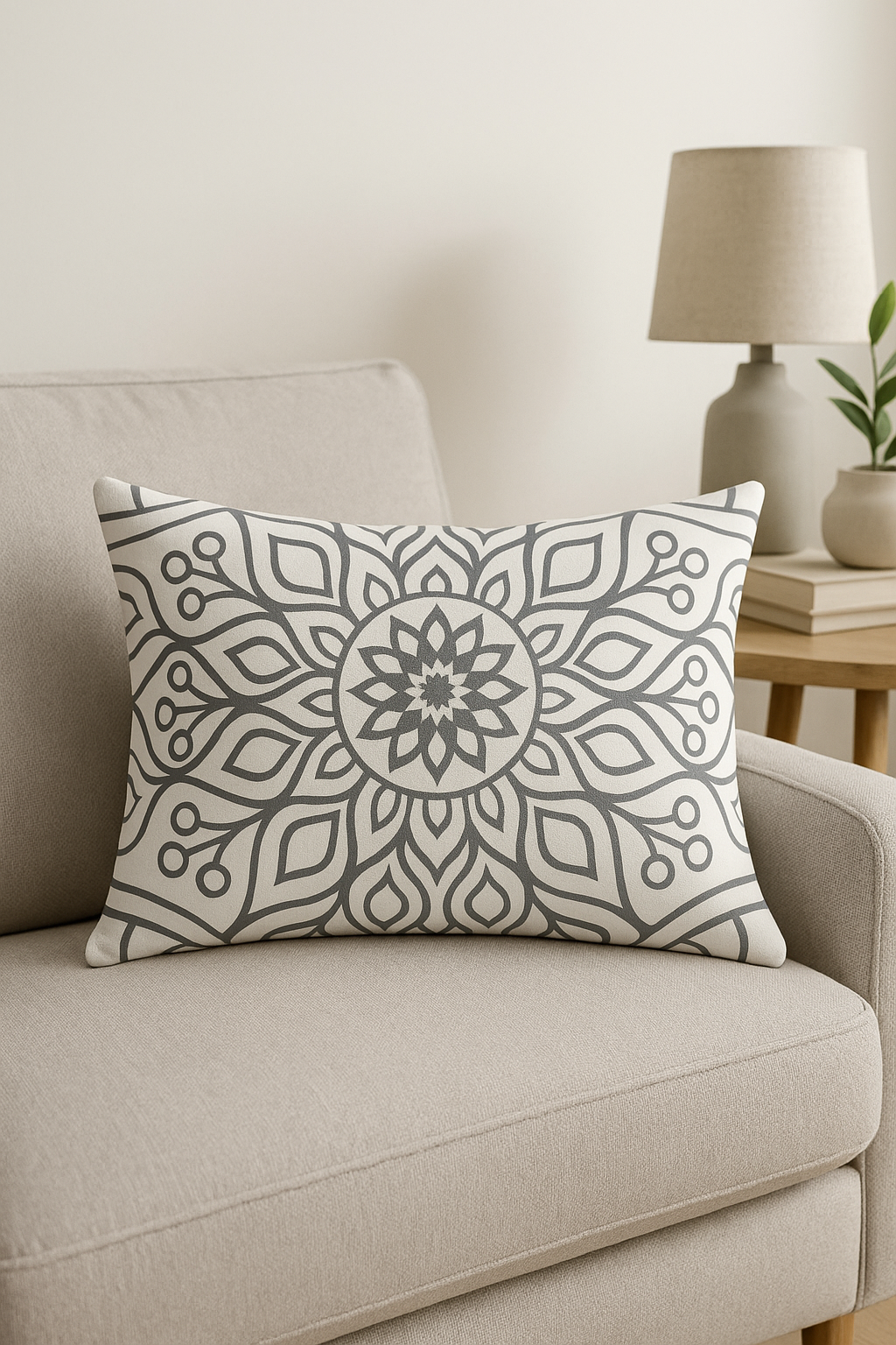 housse de coussin polyester motif mandala géométrique 30 x 50 cm - vue 3 sur 2