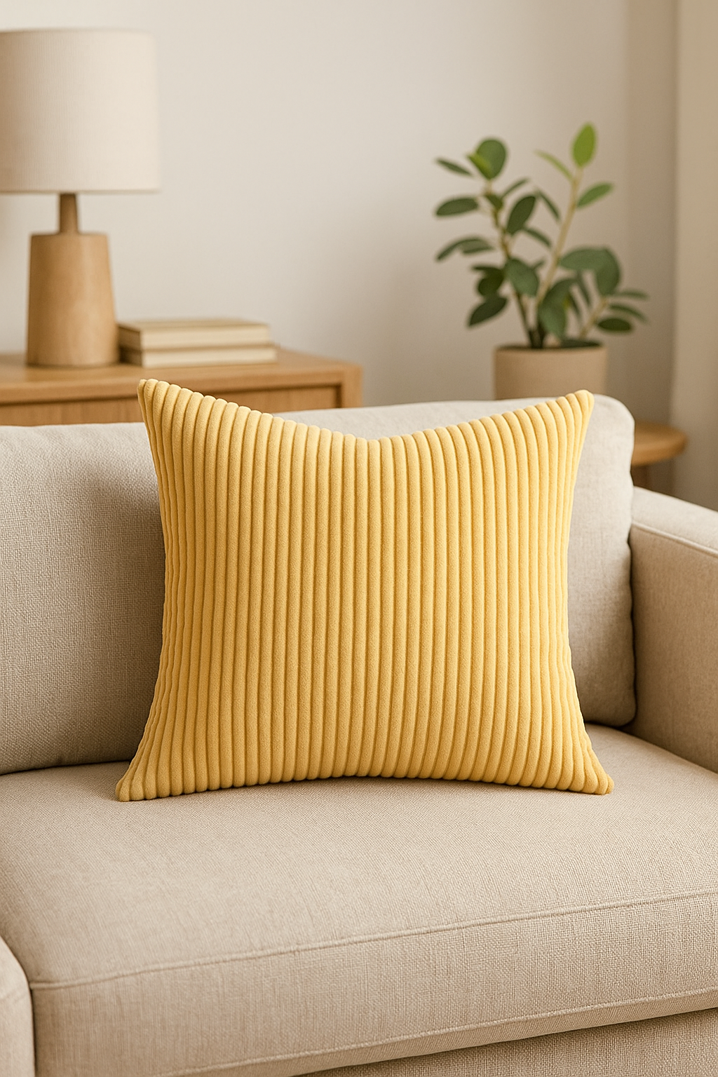 housse de coussin rayée en velours côtelé grande taille personnalisable 65x65 70x70 - vue 3 sur 2