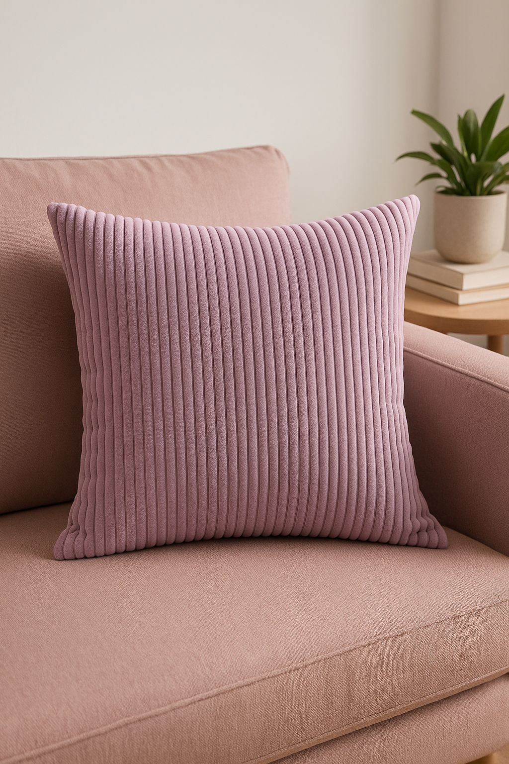 housse de coussin rayée en velours côtelé personnalisable 65x65 70x70 cm - vue 3 sur 2
