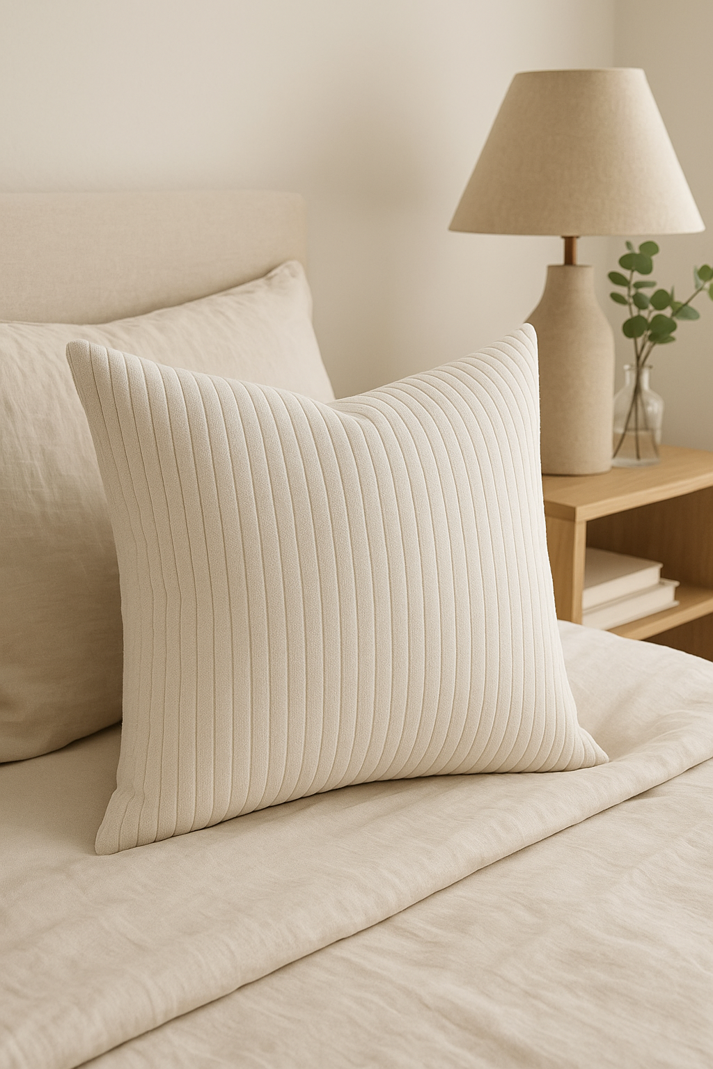 housse de coussin rayée personnalisable en velours côtelé grand format