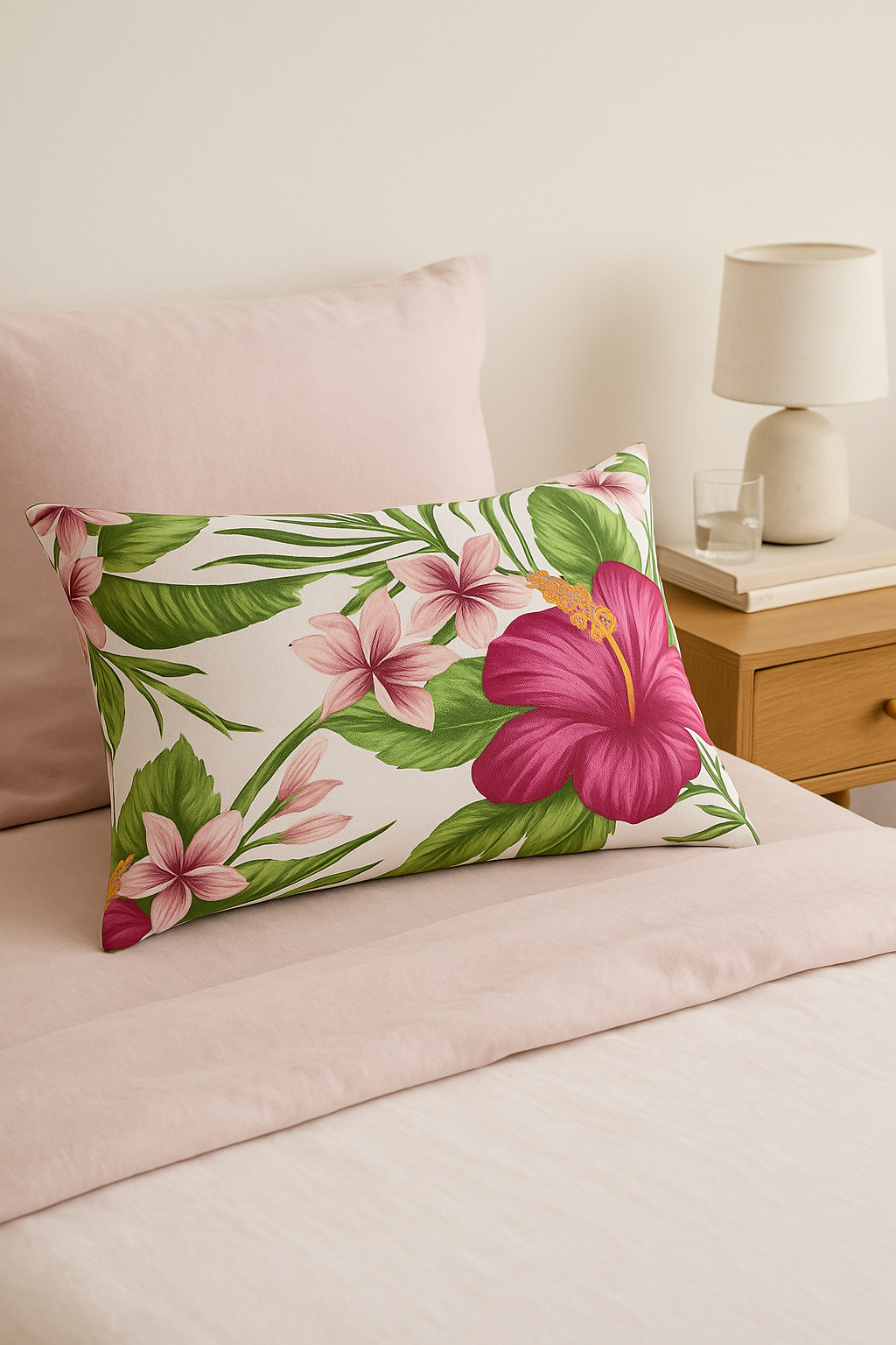 housse de coussin rectangulaire à fleurs tropicales 30 x 50 cm - vue 3 sur 2