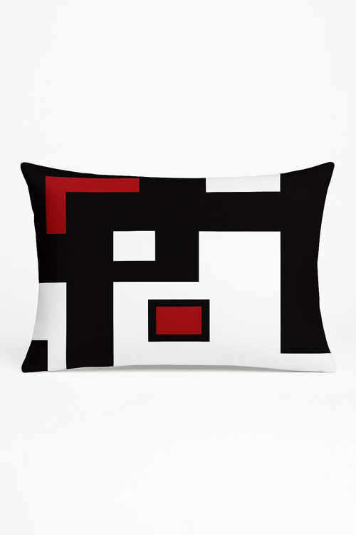 housse de coussin rectangulaire géométrique jaune et rouge 30x50 cm