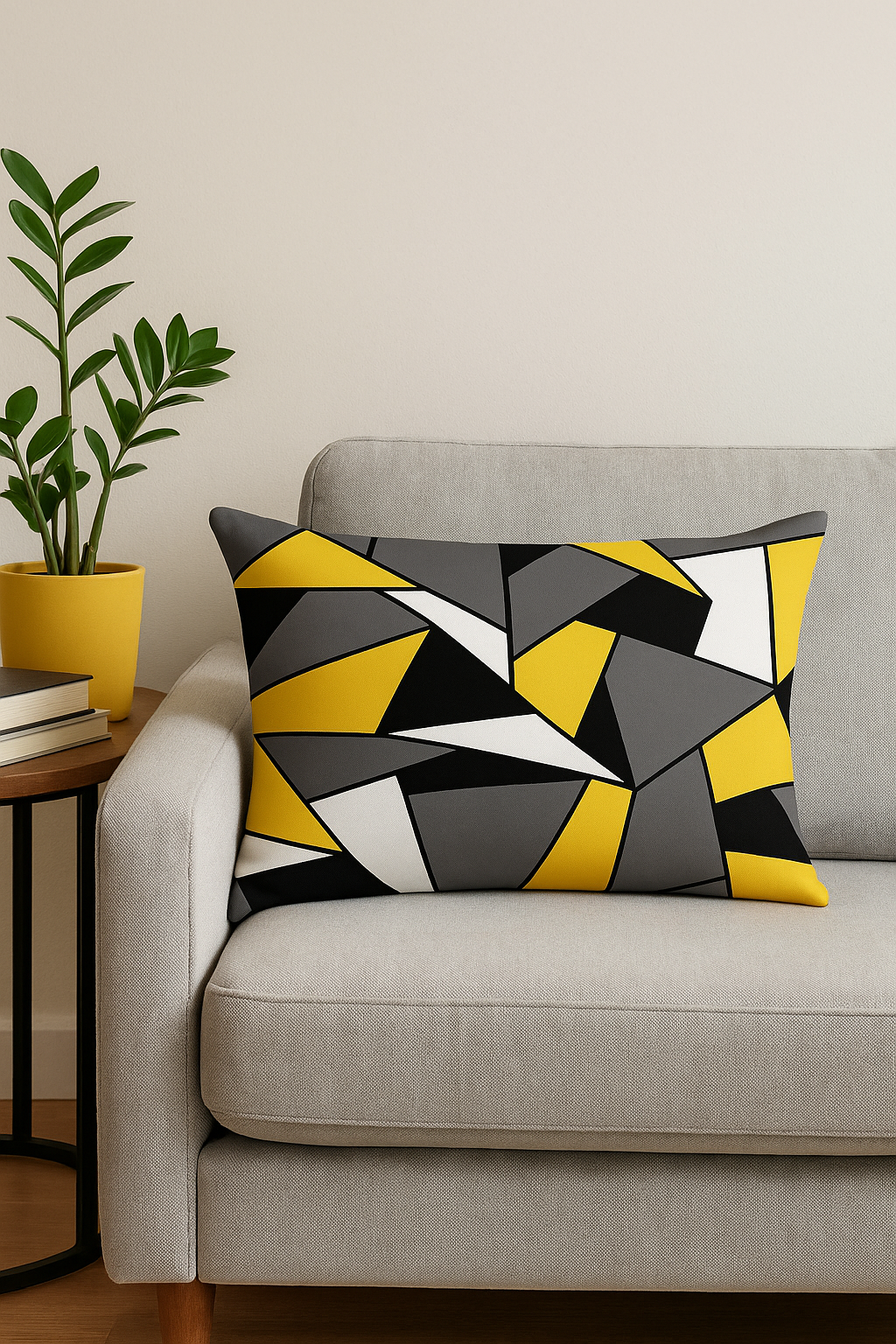 housse de coussin rectangulaire géométrique jaune rouge 30x50 cm