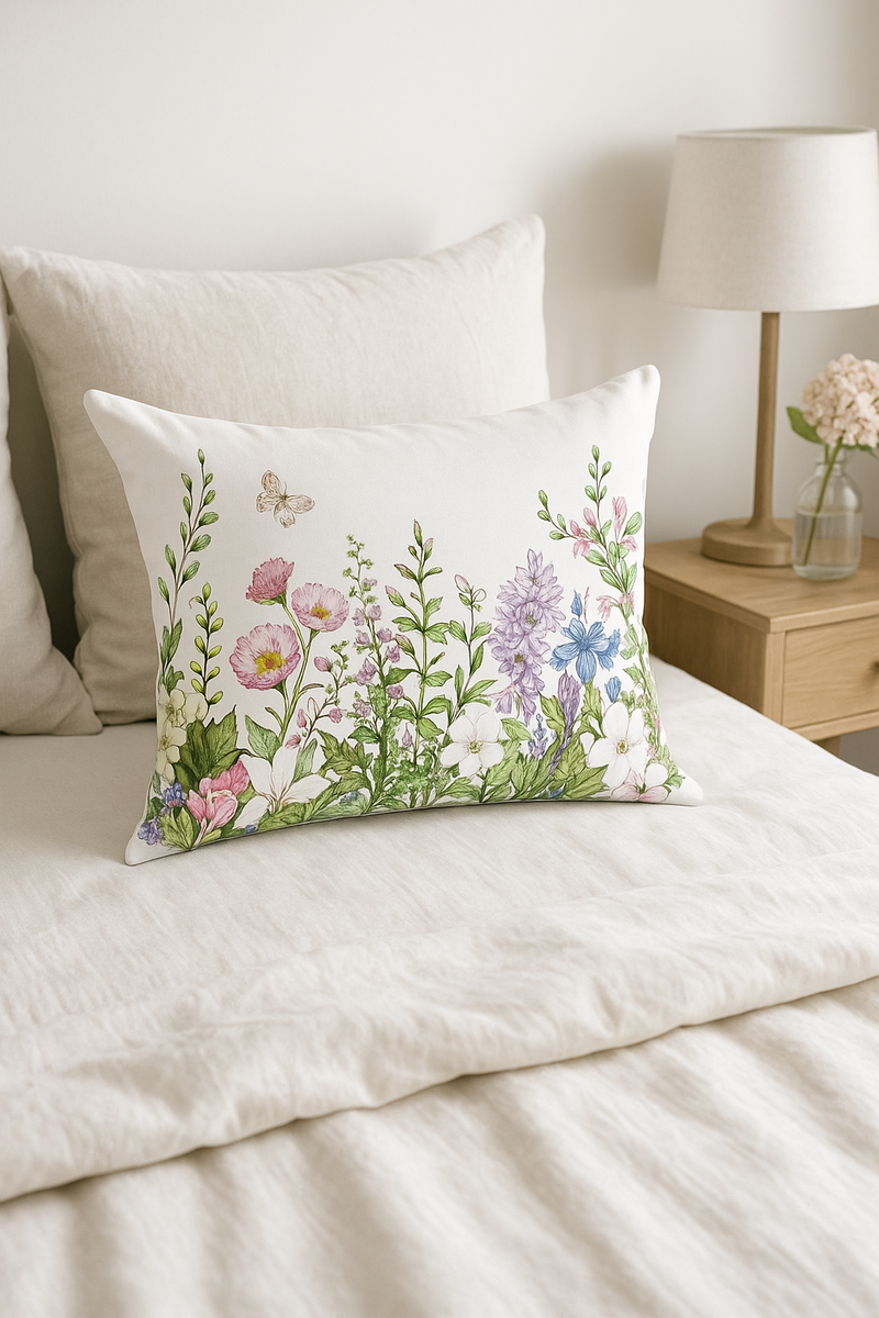 housse de coussin rectangulaire imprimée fleurs tropicales 30 x 50 cm