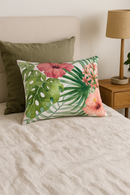 housse de coussin rectangulaire motif fleurs tropicales 30 x 50 cm