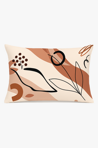 housse de coussin rectangulaire motif géométrique arc-en-ciel et végétal