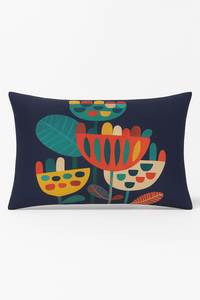 housse de coussin rectangulaire motif géométrique arc-en-ciel et végétal