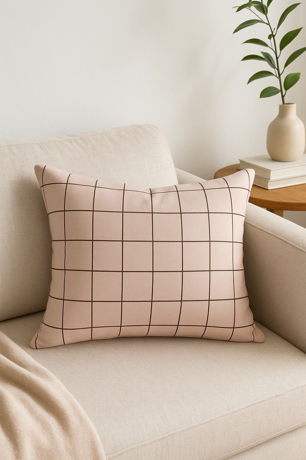 housse de coussin rectangulaire motif géométrique arc-en-ciel et végétal - vue 2 sur 2