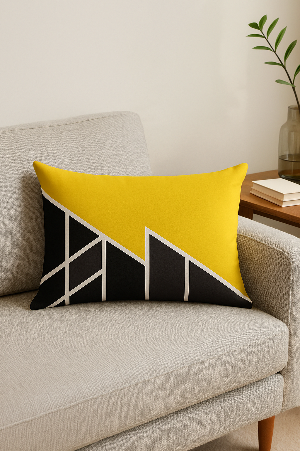 housse de coussin rectangulaire motif géométrique jaune rouge 30 x 50 cm
